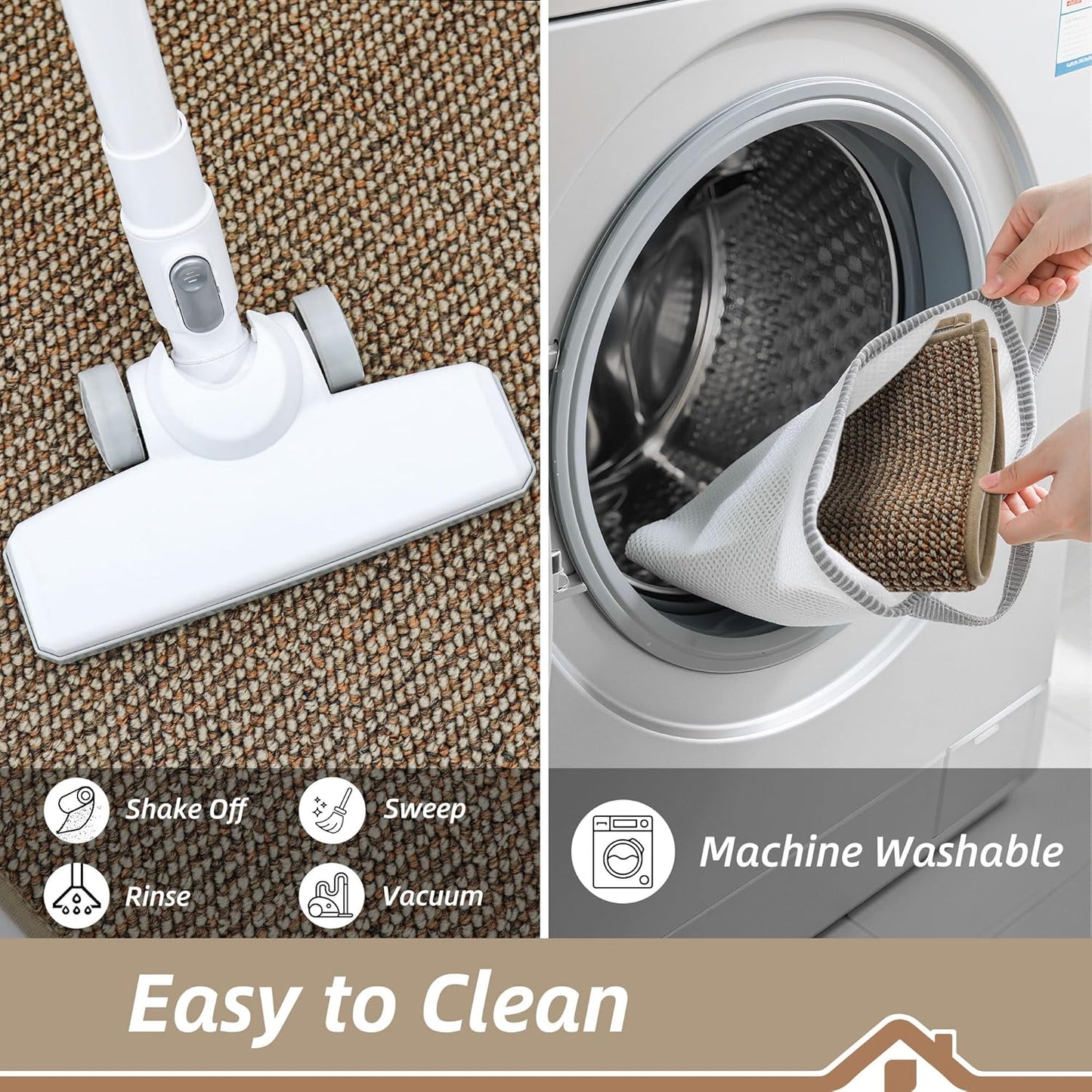 BEQHAUSE Kitchen Runner Rugs 24"x72", Non-Slip Kitchen Mats for Floor, Super Absorbent and Stain Resistant Kitchen Rug, Machine Washable Rugs for Kitchen, Hallway, Laundry & Sink, Taupe