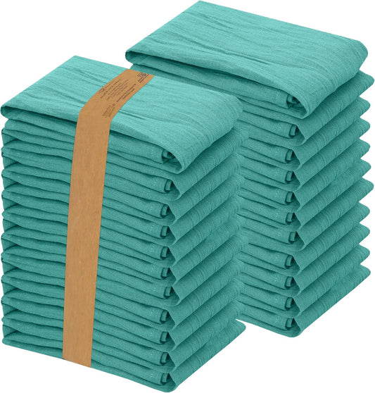 RUVANTI Flour Sack Towels 24 Pack 28x28 Inch, 100% Cotton Tea Towel, Reusable, Machine Washable, Absorbent BarTowels - Dish Cloth Perfect for Drying Dishes & Cleaning - Turquoise