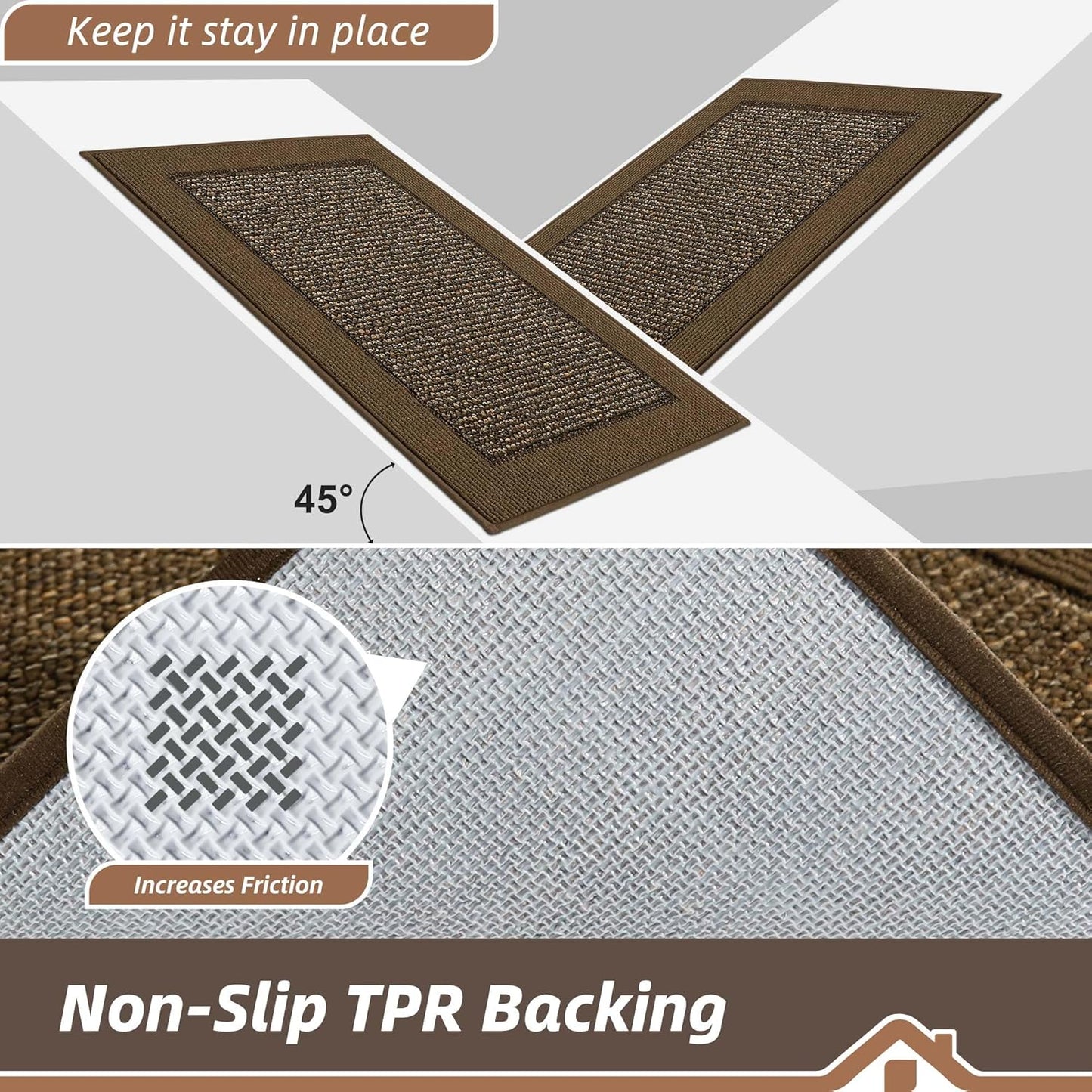 BEQHAUSE Indoor Door Mat 36" x 60", Dirt Trapper Door Mats Non-Slip Entryway Rugs Washable, Resist Dirt Absorbent Welcome Mat, Low Profile Floor Mats for Front Back Door and Entryway, Brown