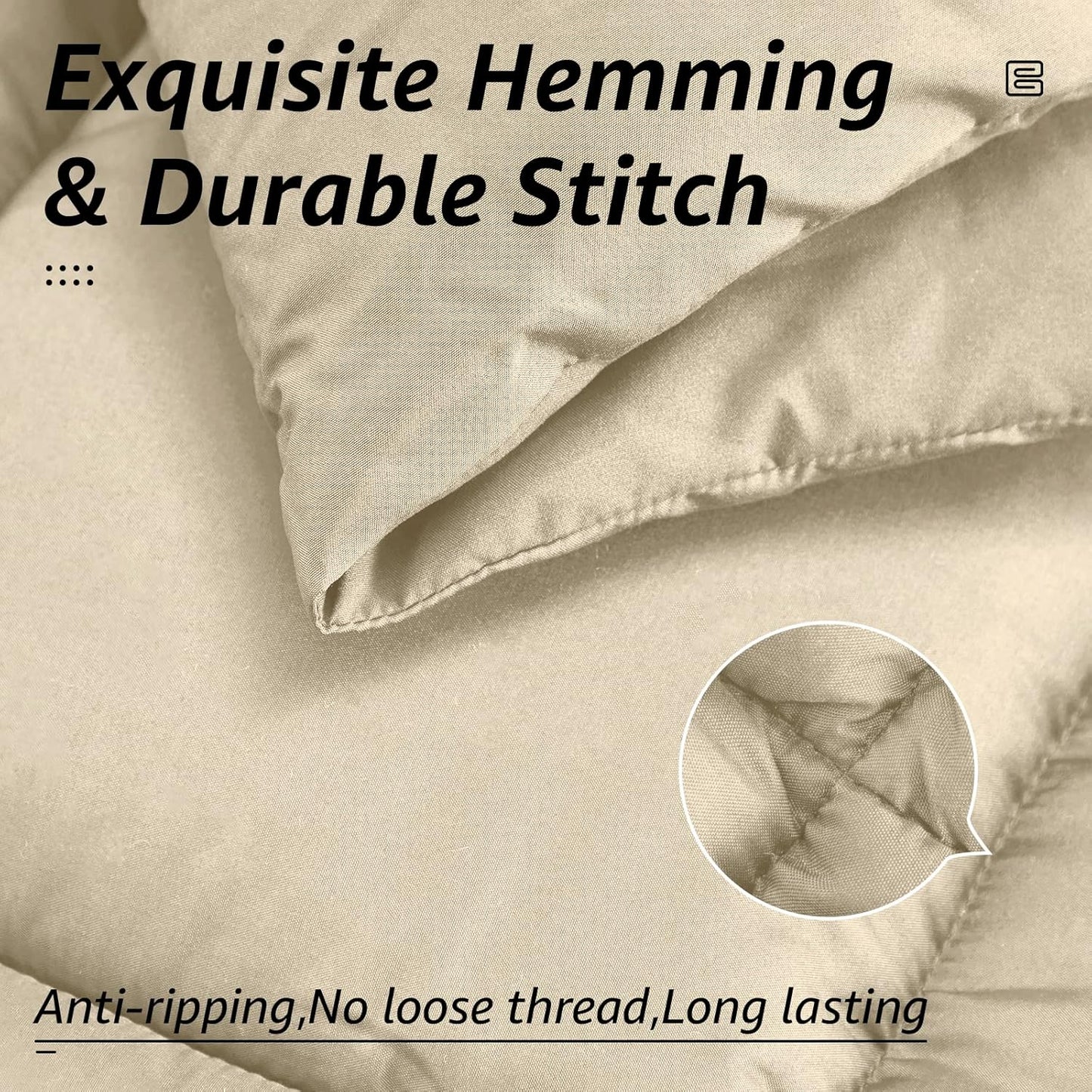 HYLEORY All Season Full Size Bed Comforter - Cooling Down Alternative Quilted Duvet Insert with Corner Tabs - Winter Warm - Machine Washable - Beige