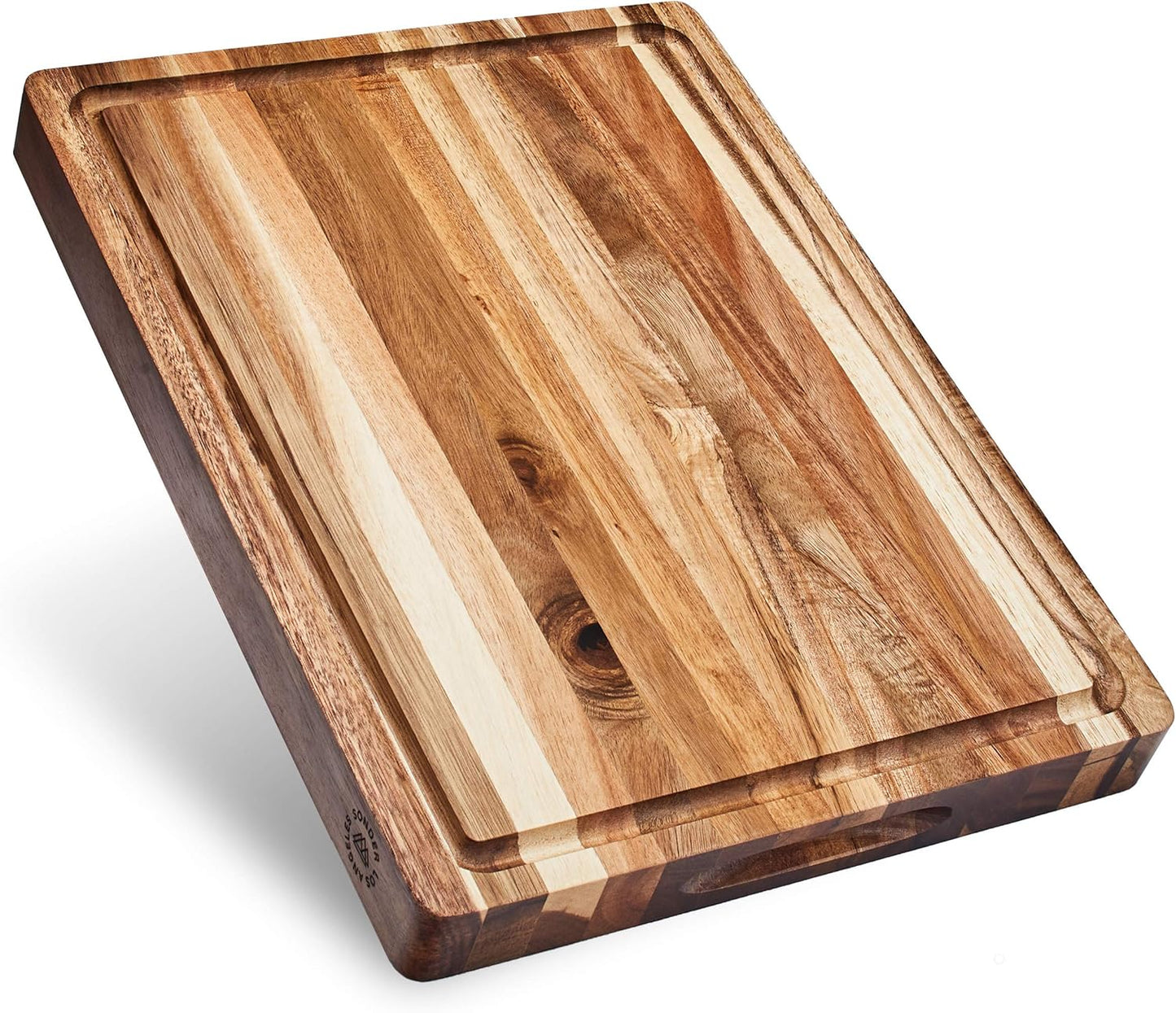 Sonder Los Angeles, Thick Sustainable Acacia Wood Cutting Board for Kitchen with Juice Groove, Sorting Compartment, Charcuterie 16x12x1.5 in (Gift Box Included)