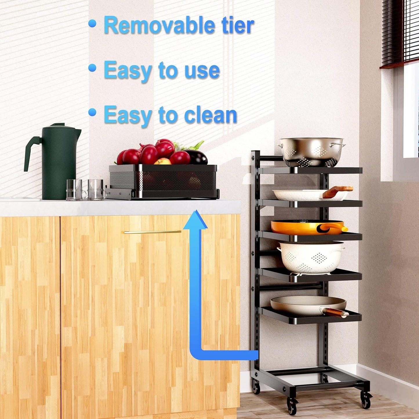 6-Tier Multifunctional Adjustable Pan & Pot Rack for Cabinet (Floor pot rack 6-tier)