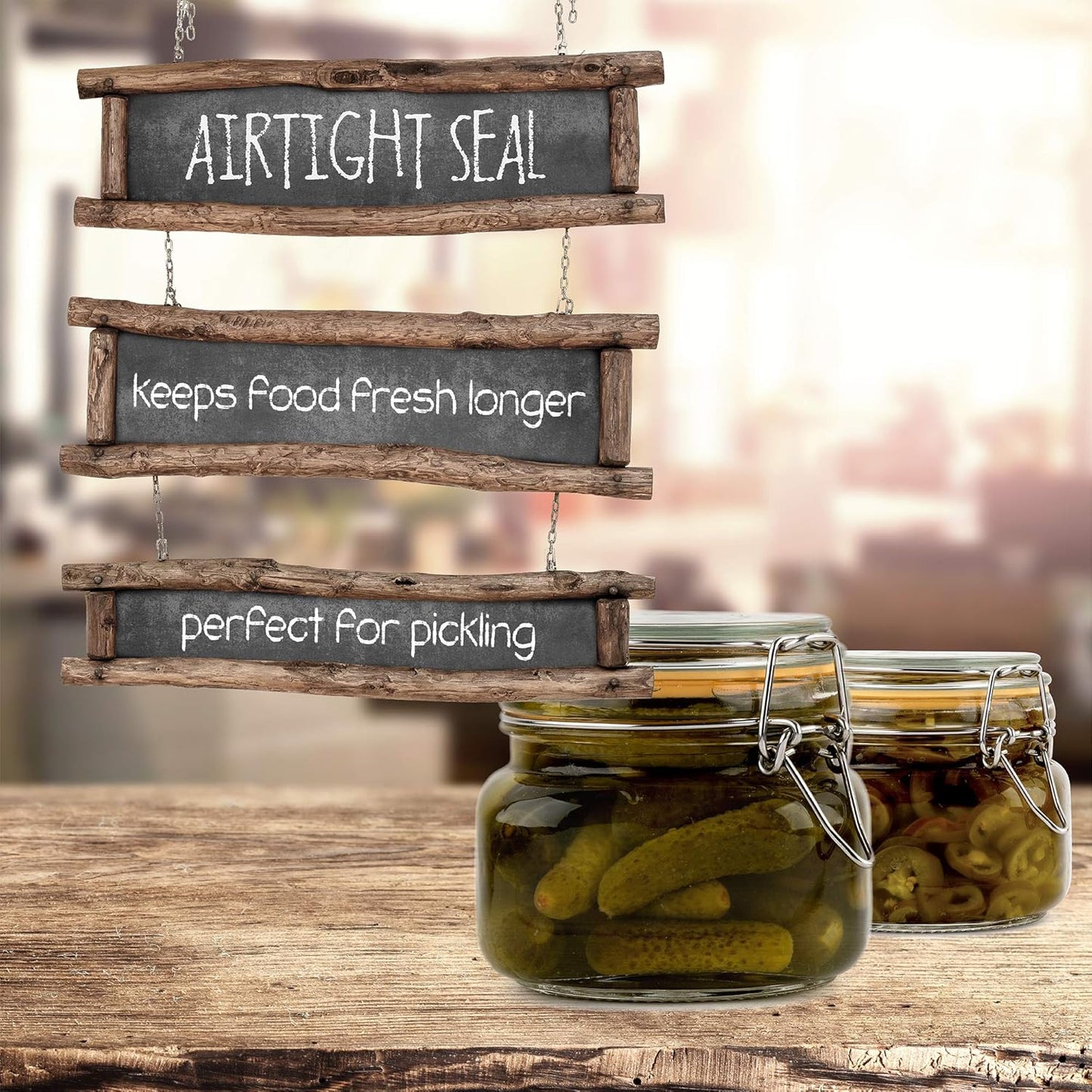 Galashield Glass Jars with Lids 16 oz Food Storage Jars with Airtight Lids Leak Proof Glass Canisters Kitchen Jars [Set of 2]