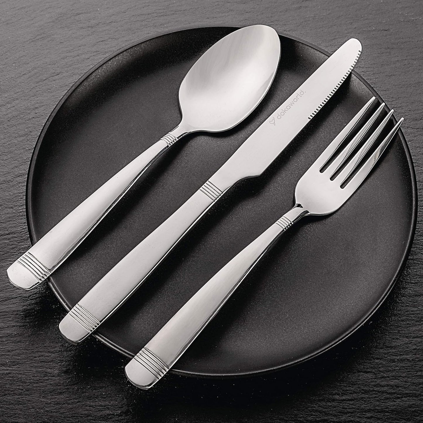 Elegant Design Flatware, Silverware Set for 8 persons, 40 Piece - Spoons, Forks, and Knives 18/10 Stainless Steel, Dishwasher Safe