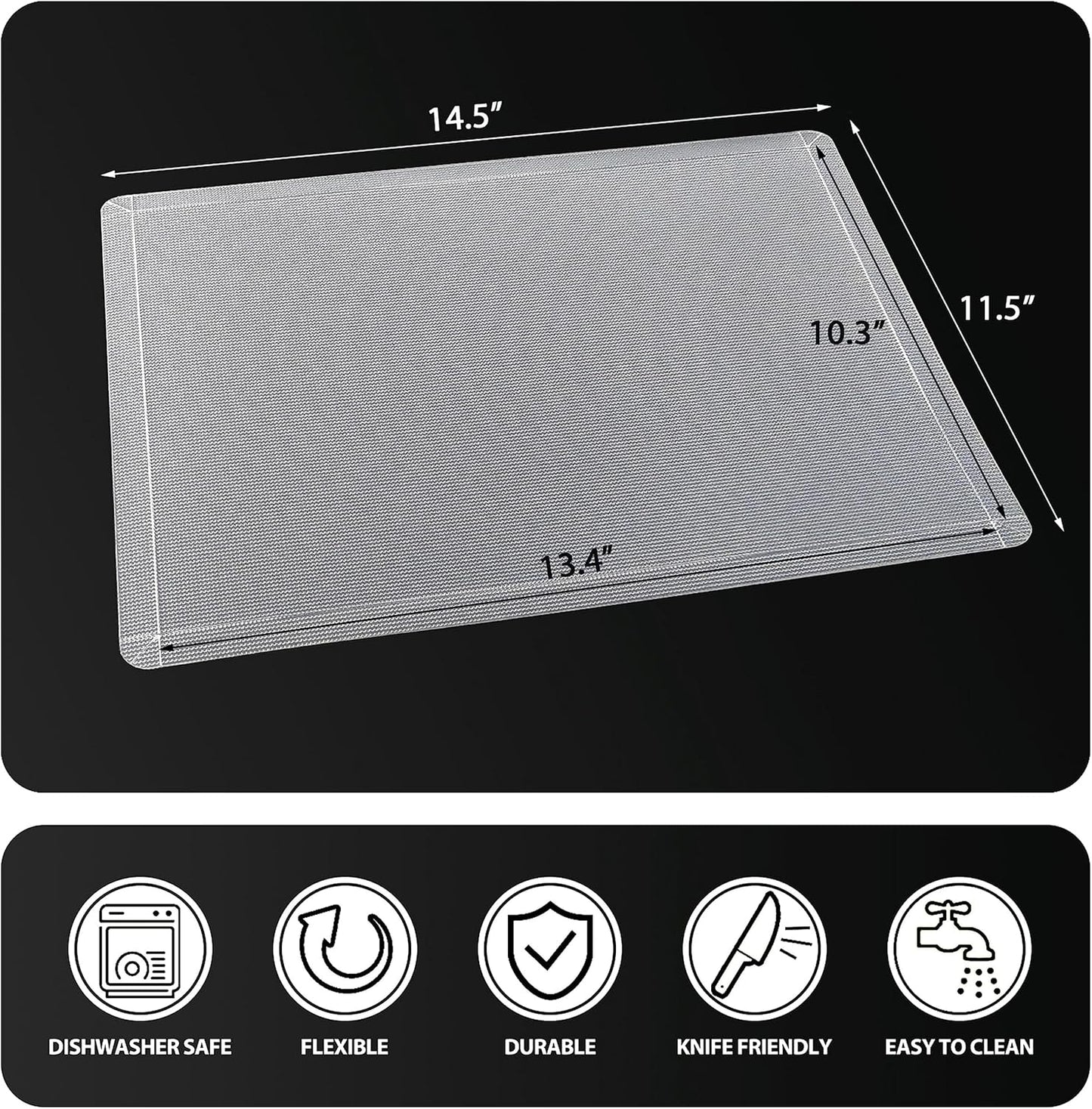 WK Flexible Plastic Cutting Boards Mats with Lip, Foldable Cutting Board for Kitchen Set of 3, Clear Cutting Boards, Nonslip Cutting Mats Sheets, BPA Free, Dishwasher Safe