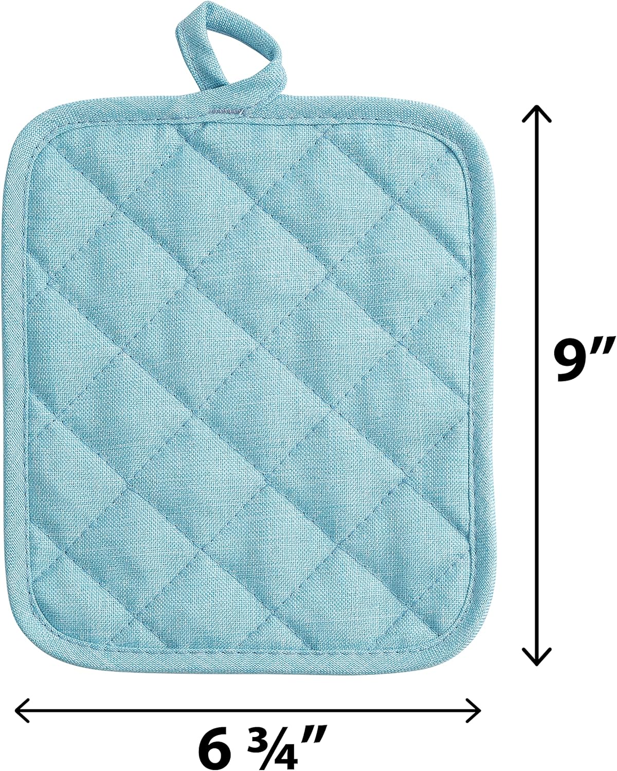 American Linen Pot Holders, Hot Pads, Table Pads for Kitchen and Dining Table, Non Slip Heat Resistant Hot Pot Holder (Aqua, 4 Pack)