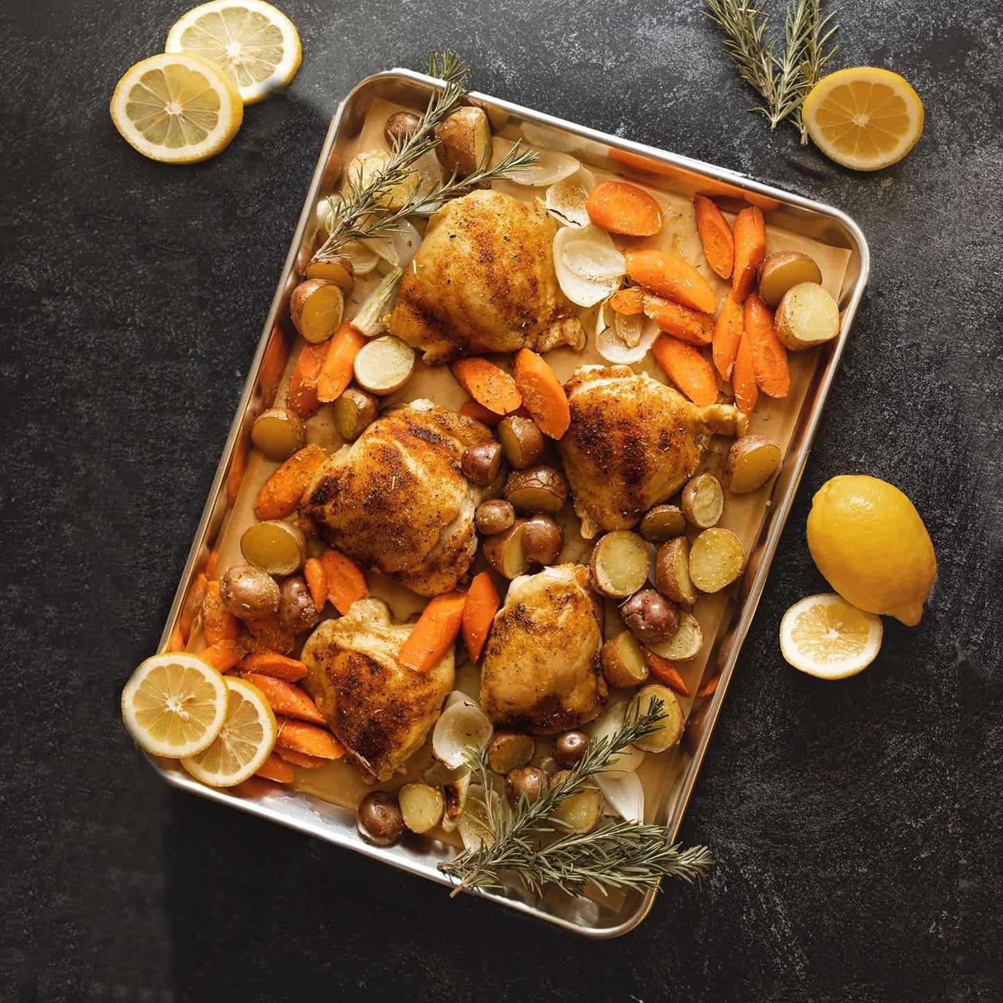 KITCHENATICS Jelly Roll Size Baking Sheet Pans, Premium Quality Aluminum Cookie Sheets for Roasting & Baking, Rimmed Nonstick Sheet Pans - Warp Free, Durable & Easy Clean - 10.6" x 15.6" IN, Set of 2