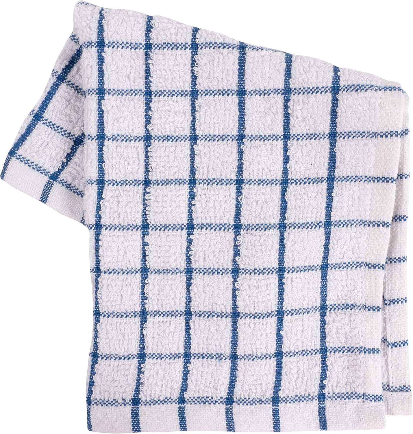 KAF Home Pantry 100% Cotton Checkered Grid Dish Cloths | Set of 6, 12 x 12 Inches | Absorbent and Machine Washable | Perfect for Cleaning Counters, and Any Household Spills - Blue