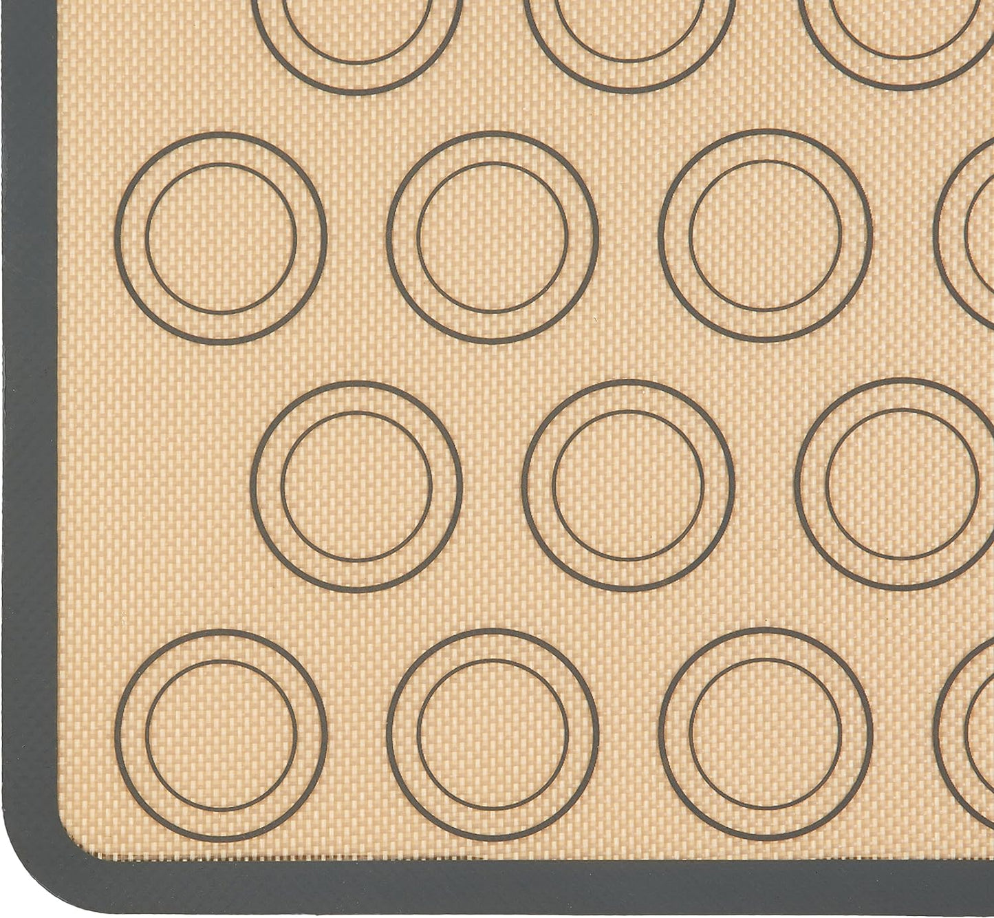 Amazon Basics Silicone Baking Mat for Macarons, Non-Stick, Food Safe, 16.5" x 11.6", Beige/Gray, Pack of 2