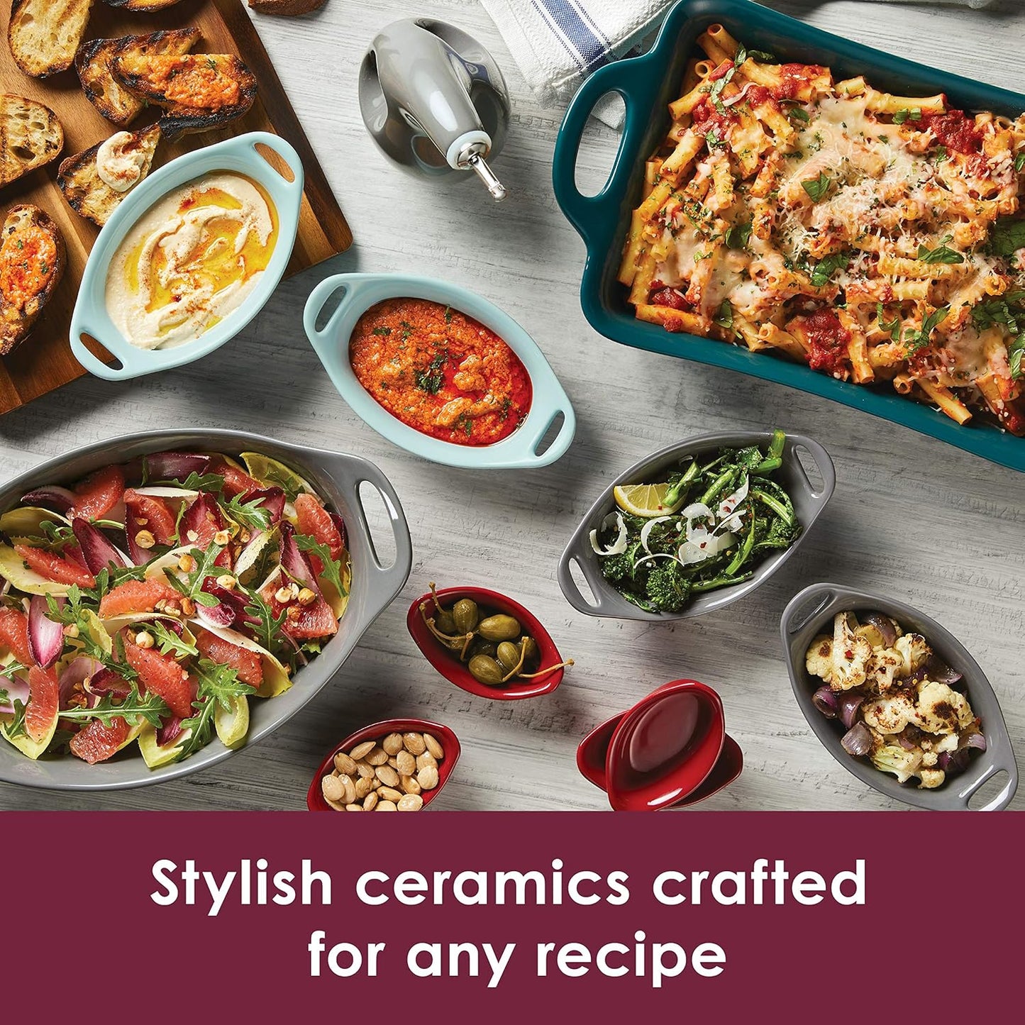 Rachael Ray Solid Glaze Ceramics EVOO Olive Oil Bottle Dispenser with Spout - 24 Ounce , Red