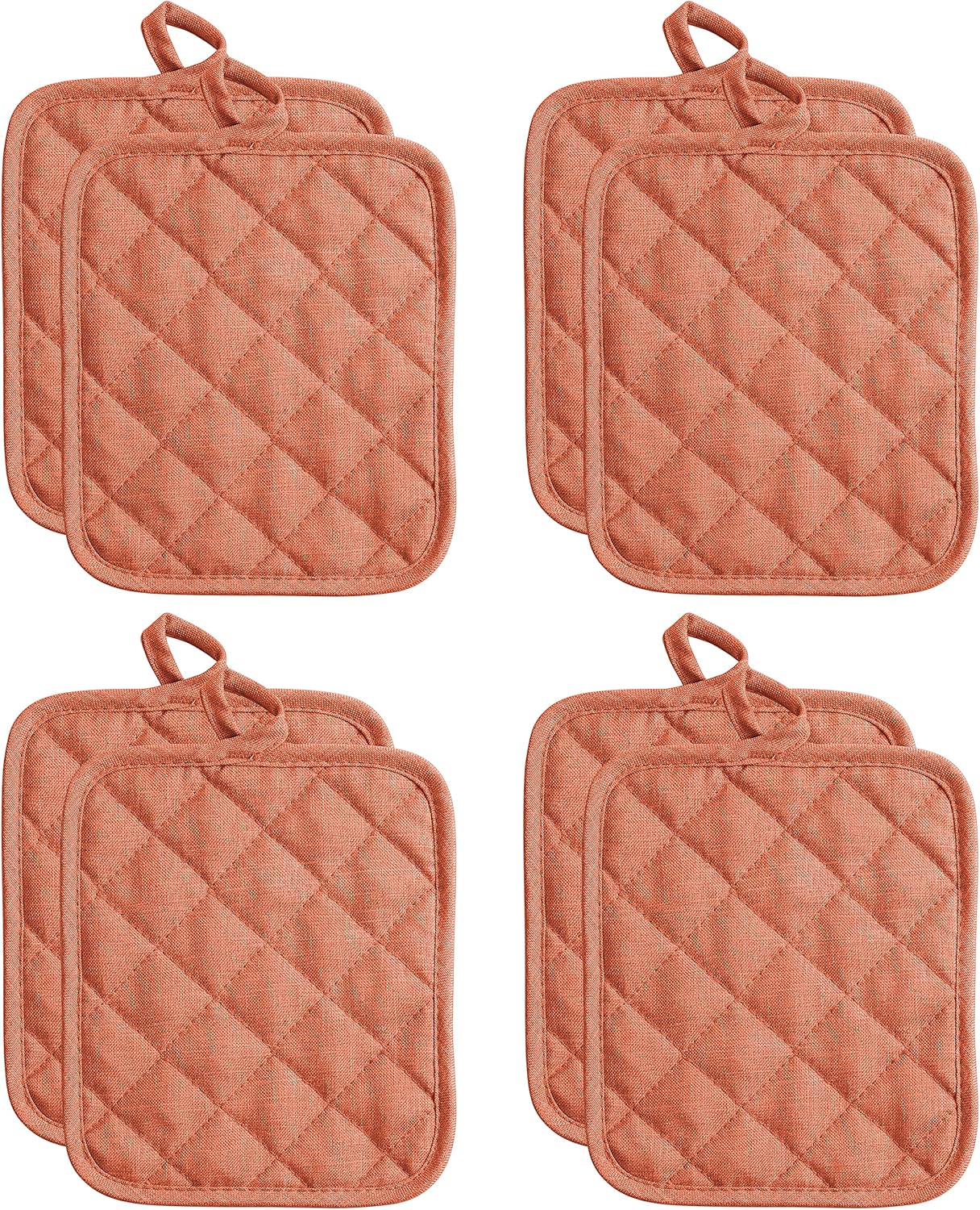 American Linen Pot Holders, Hot Pads, Table Pads for Kitchen and Dining Table, Non Slip Heat Resistant Hot Pot Holder (Coral, 8 Pack)