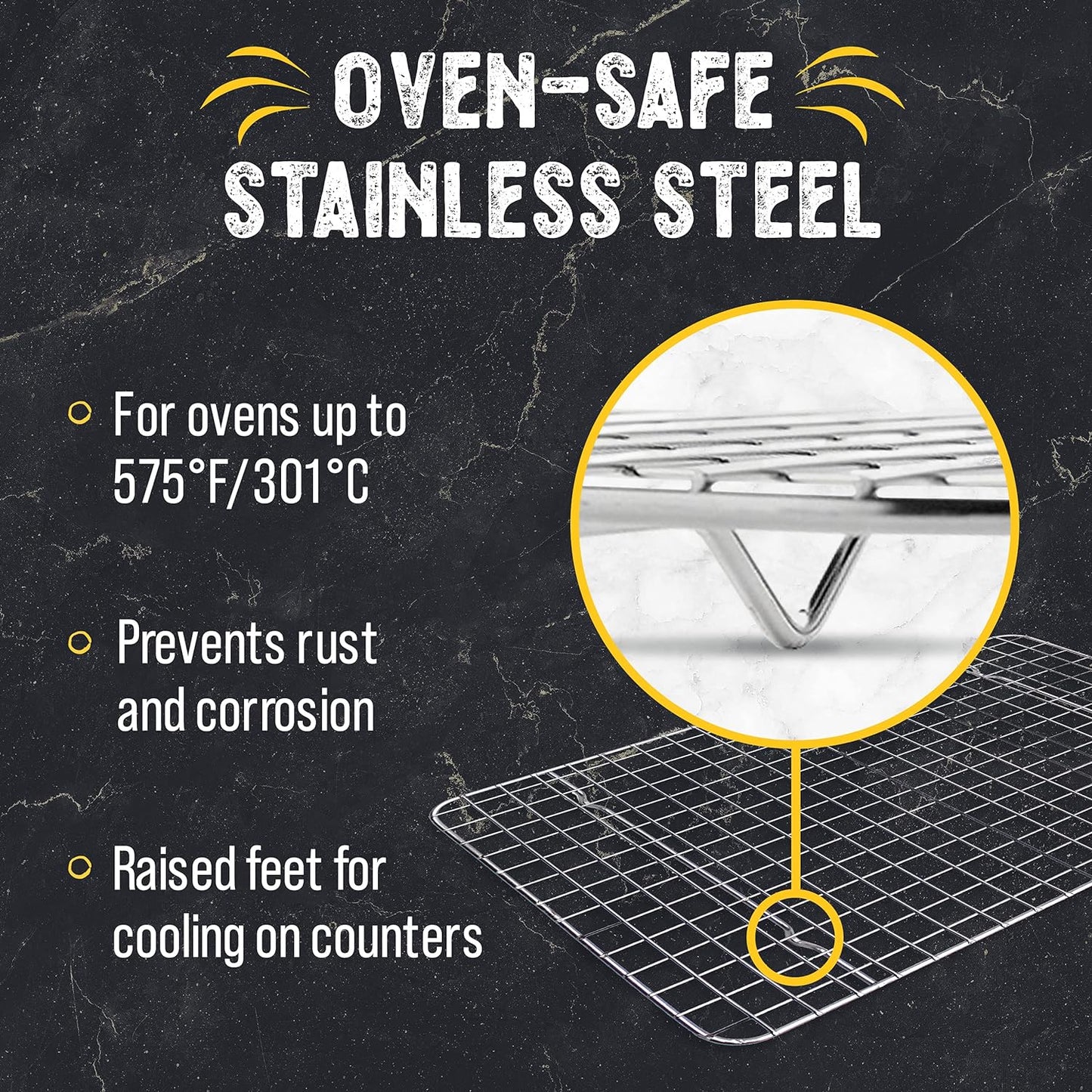 Checkered Chef Cooling Rack for Cooking and Baking - 10" x 15" Set of 2 Stainless Steel, Oven Safe Grid Wire Cookie Cooling Racks